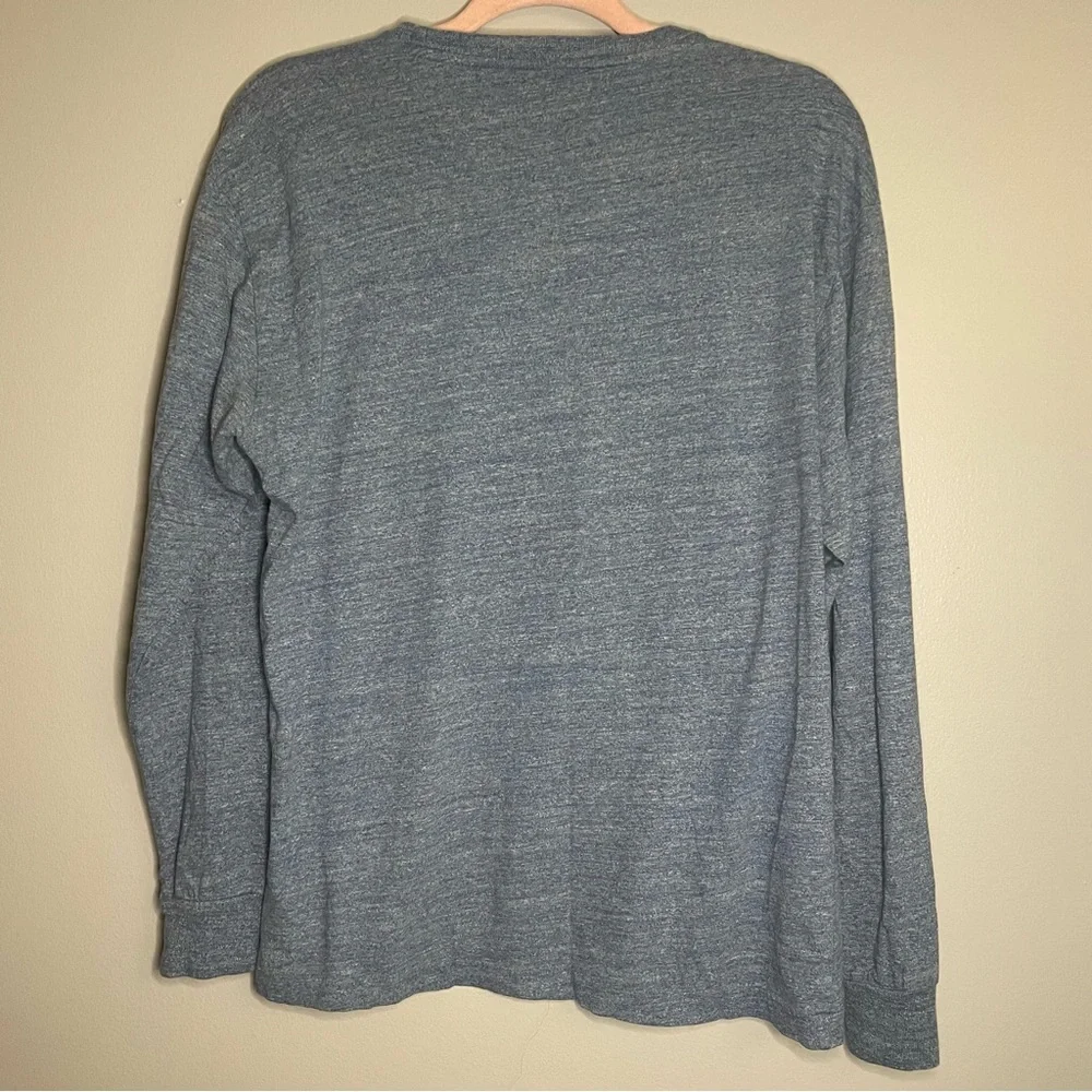 POLO RALPH LAUREN SZ/SM 100% COTTON Crew Neck Long Sleeve Heather Blue Shirt